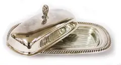 Silver Plated Butter Dish with Glass Plate Inside by Menchu Katigbak Collection, sold Mar 2017