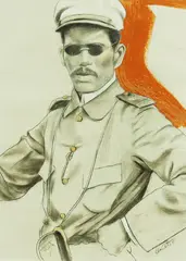 Soldier with Shades by Benedicto Cabrera, Charcoal And Acrylic On Paper, sold Feb 2017