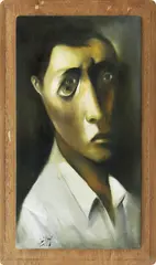 Untitled by Emmanuel Garibay, Oil On Wood, sold Feb 2017