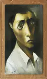 Untitled by Emmanuel Garibay, Oil On Wood, sold Feb 2017