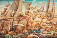 Tam Austria, Fishermen, oil on canvas