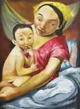 Mother and Child by Emmanuel Garibay, oil on canvas, sold Dec 2016