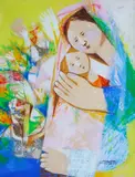 Mother  and Child by Mauro Malang Santos, gouache, sold Dec 2016