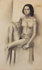 Nude by Vicente Manansala, charcoal on paper, sold Sep 2016