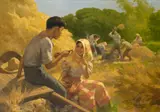 Ligawan by Fernando Amorsolo, oil on canvas, sold Sep 2016