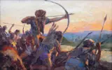 Manalastas Luchando Contra Extranjeros by Fernando Amorsolo, oil on canvas, sold Jun 2016