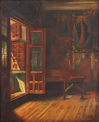 Joaquin Ma. Herrer, Interior Scene, oil on canvas