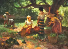 Under the Mango Tree by Fernando Amorsolo, oil on canvas, sold Dec 2015