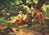 Under the Mango Tree by Fernando Amorsolo, oil on canvas, sold Dec 2015