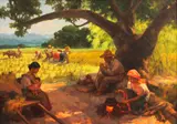 Under the Mango Tree by Fernando Amorsolo, oil on canvas, sold Sep 2015