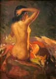 Seated Nude by Fernando Amorsolo, oil on canvas, sold Sep 2015