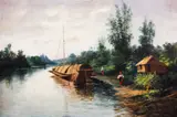 Lorenzo Guerrero, Riverscape, oil on canvas