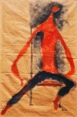 Arturo Luz, Modern Figure of a Woman, gouache on paper