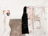 Benedicto Cabrera, Nude and Screen, watercolor on japanese paper