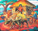 Vicente Reyes, Bayanihan, oil on canvas