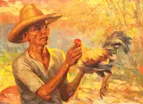 Sabongero by Fernando Amorsolo, oil on canvas, sold Jun 2015