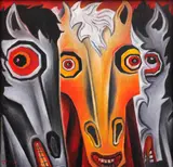 Horse Head’s by Charlie Co, oil on canvas, sold Feb 2015