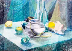 Tablescape by Vicente Manansala, pastel on paper, sold Feb 2015