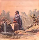 Charles W. Andrews, Lady with a Jar, watercolor on paper