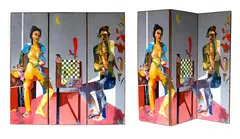Untitled (Screen) by Marcel Antonio, oil on wood hinged on 3x panels, sold Feb 2015