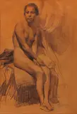 Fernando Amorsolo, Female Nude 1, charcoal with pastel on paper