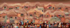 Barrio Fiesta by Manuel Baldemor, oil on canvas, sold Feb 2015