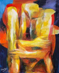 Thinking Man by Emmanuel Garibay, oil on canvas, sold Feb 2015