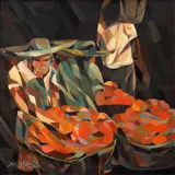 Vendors by Oscar Zalameda, oil on canvas, sold Feb 2015