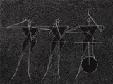 Musician and Cyclists by Arturo Luz, acrylic on canvas laid on panel, sold Feb 2015