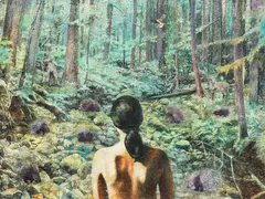 Prey III by Jim Orencio, collage and acrylic on canvas, sold Feb 2015