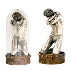 Daniel A. dela Cruz, In Search of Redemption, mixed hand sculpted metal sculpture with glass dom