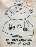 St. Bicaronatus (Patron of Cooks) by Fernando Zóbel de Ayala y Montojo, pen & ink on paper, sold Feb 2015