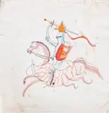 Knight at Full Gallop by Fernando Zóbel de Ayala y Montojo, watercolor on paper, sold Feb 2015