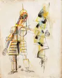 (Moorish) Knight with Standard by Fernando Zóbel de Ayala y Montojo, watercolor on paper, sold Feb 2015