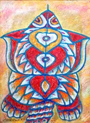 Saranggola by Mario Parial, acylic + pastel on handmade paper, sold Dec 2014