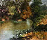 Serafin Serna, Tabing Ilog, oil on canvas