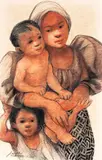 Mother and Children by José T. Joya, pastel on paper, sold Sep 2014