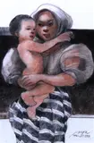 Mother and Child by José T. Joya, pastel, sold Jun 2014