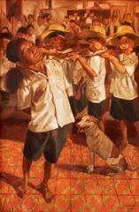 Fuego by Juanito Torres, oil on canvas, sold Jun 2014