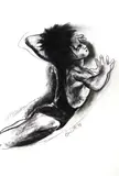 Benedicto Cabrera, Dancer, charcoal on paper