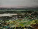 Angono, Rizal by Vicente Manansala, watercolor on paper, sold Mar 2014