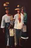 Vendors by Elias Laxa, oil on board, sold Mar 2014