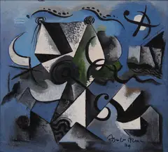Abstract Composition 1 by Federico Aguilar Alcuaz, oil on canvas, sold Mar 2014