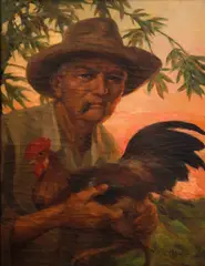 Sabungero by Fernando Amorsolo, oil on canvas, sold Mar 2014