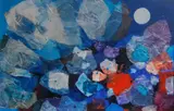 Blue Butterfly by José T. Joya, acrylic collage, sold Mar 2014
