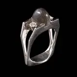 A Quartz and Diamond Ring in 18k, Untitled, The ring in 18k white gold features a sugarloaf quartz cabochon in the center, accented by diamonds totaling approximately 0.20 cts. <br> Weighs 7.30 grams. <br> Diamond noted as Pass on the GIA iD100®