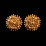 Untitled by A Pair of Filigree Earrings in 22k, Earrings crafted in 22k yellow gold intricately designed with filigree and granulations. <br> Weighs 9.90 grams., sold Jul 2026