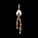 Untitled by A Pearl and Diamond Pendant in 14k, Set in a minimalist 14k yellow gold design, the pendant features an 8mm drop pearl accented by diamonds weighing approxi, sold Jul 2026