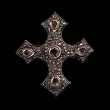 Untitled by A Polki Diamond Cross Pendant in Silver, The silver cross pendant features polki diamonds accented by a pavé of rose cut diamonds. <br> Weighs 14.0 grams <br> On, sold Jul 2026