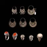 Untitled by A Collection of Silver Hoop Earrings and Rings, a.) Silver Hoop Earrings <br> The set comprises of three pairs of silver hoop earrings. <br> Each pair is designed with , sold Jul 2026